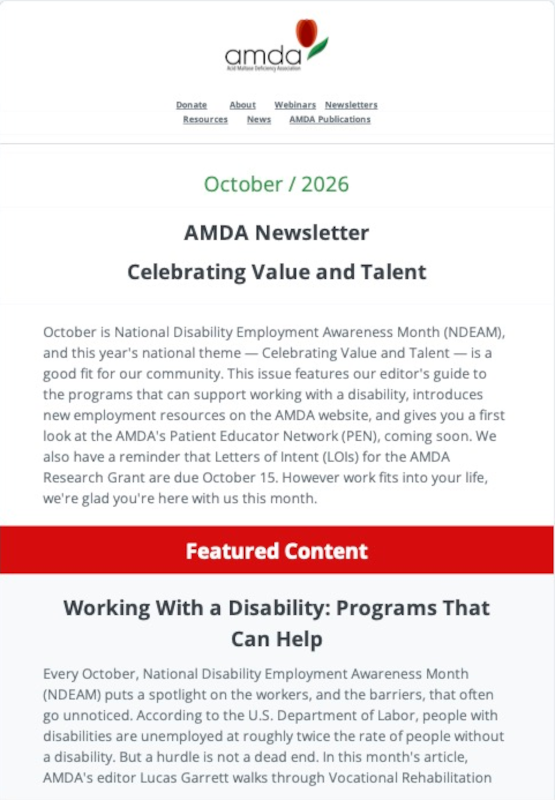 Cover of the AMDA October 2026 Newsletter, 'Celebrating Value and Talent' — download the PDF