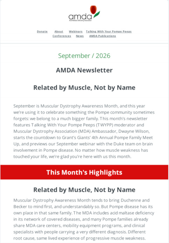 Cover of the AMDA September 2026 Newsletter, 'Related by Muscle, Not by Name' — download the PDF